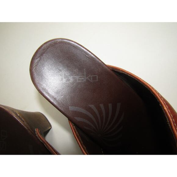 Dansko Brown Leather Clog Mules Size 38 (US 7.5–8) Studded Heel Slip-On - Picture 2 of 9